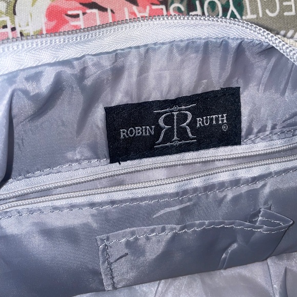 Robin Ruth The City Of Seattle Canvas Hobo Tote Shoulder Handbag Floral Zip - Picture 2 of 9